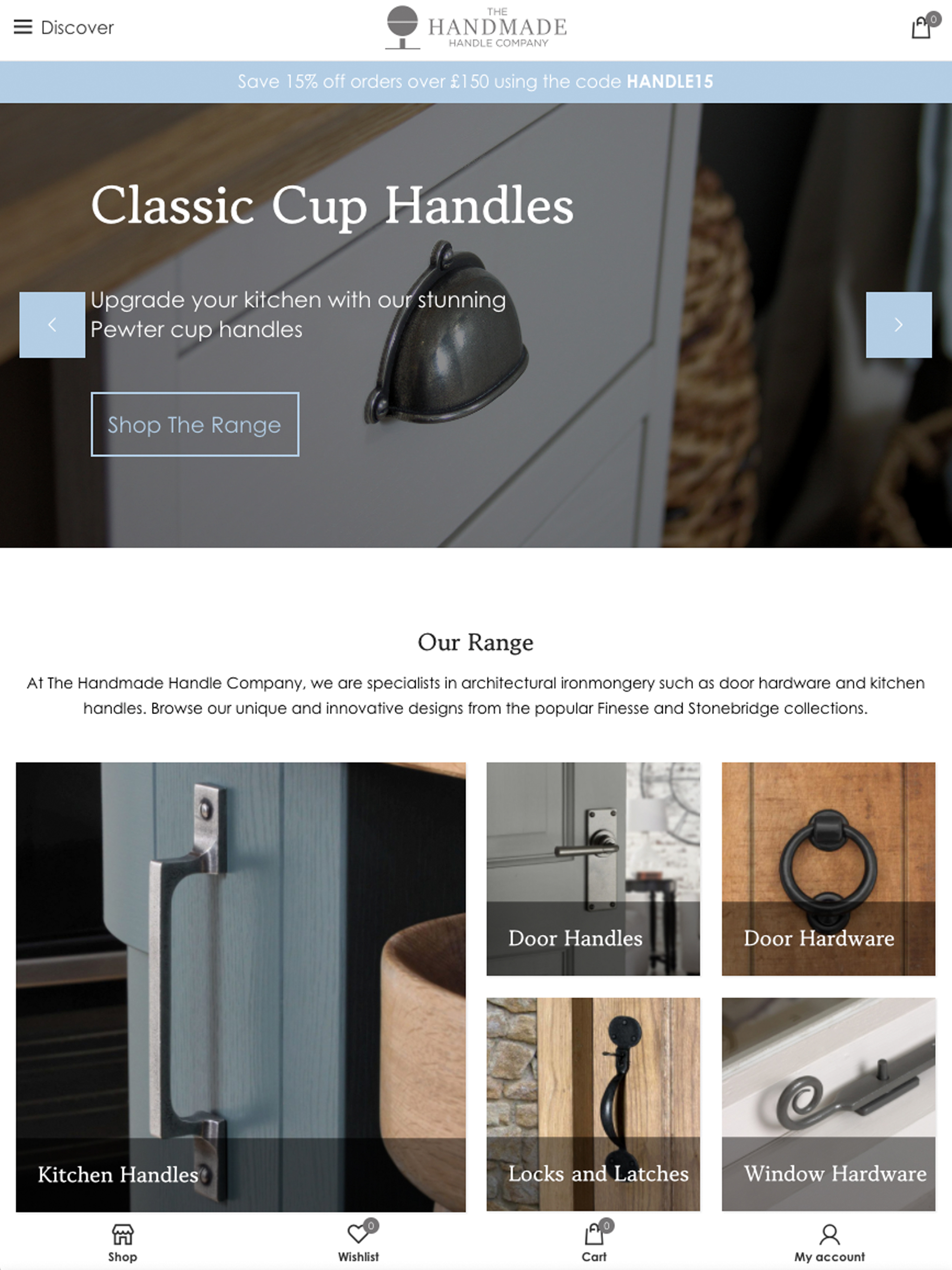 The Handmade Handle Company ecommerce website case study screenshot